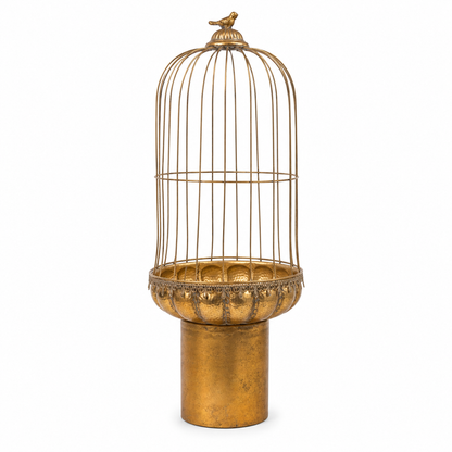 Candelabro Jaula Gold Decorativo con Pajarito – 74 cm