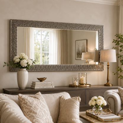 Espejo Rectangular Plateado Envejecido – 165 cm