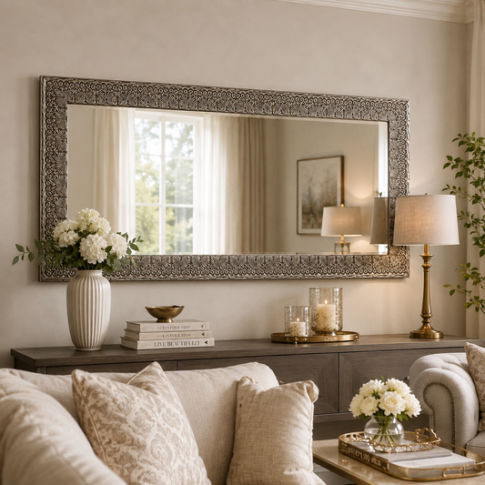 Espejo Rectangular Plateado Envejecido – 165 cm
