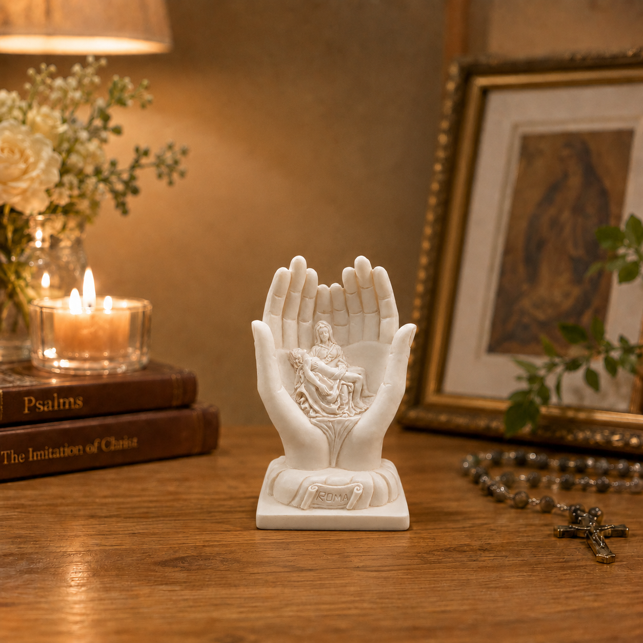Figura Religiosa Piedad en Manos – Resina - 16,8 cm