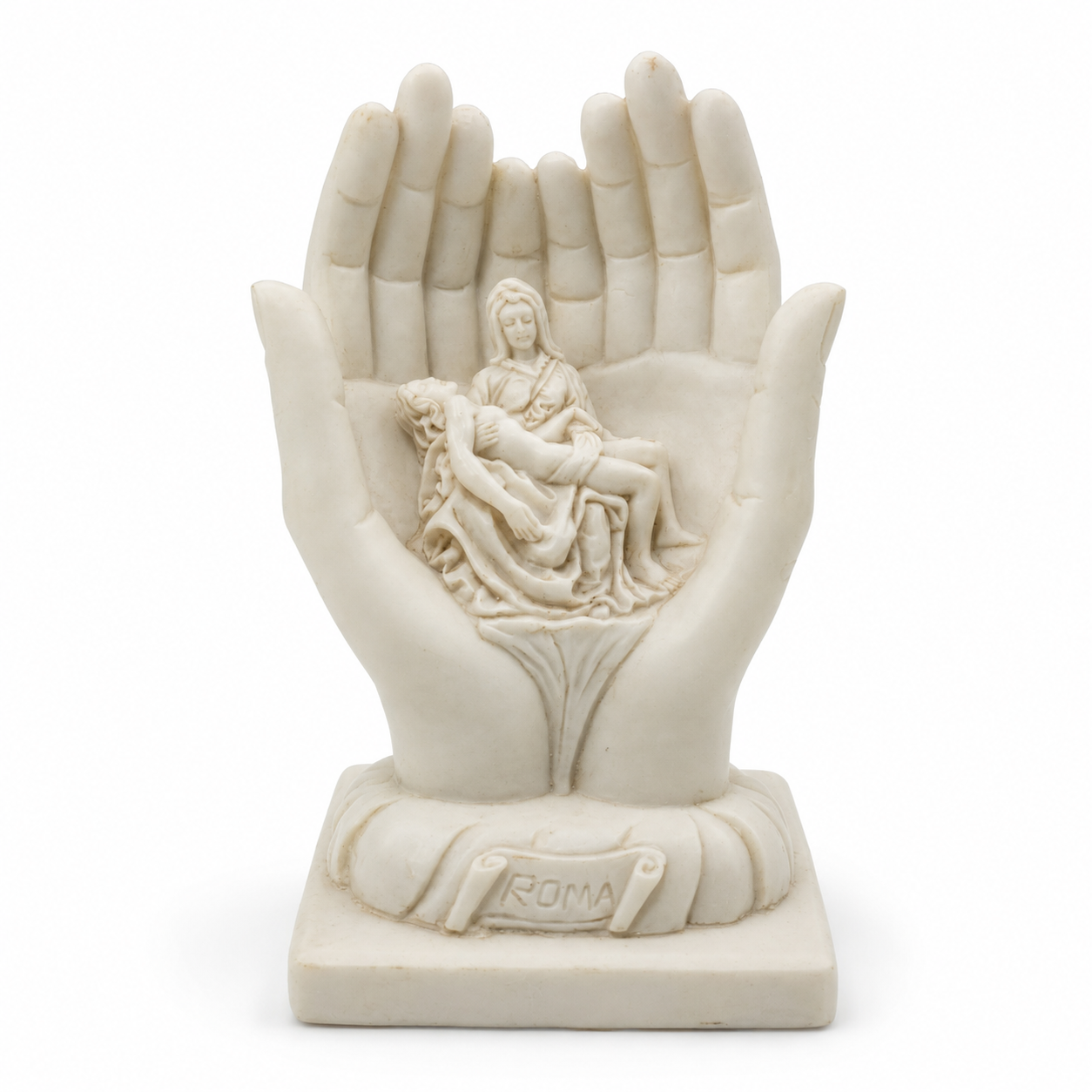 Figura Religiosa Piedad en Manos – Resina - 16,8 cm