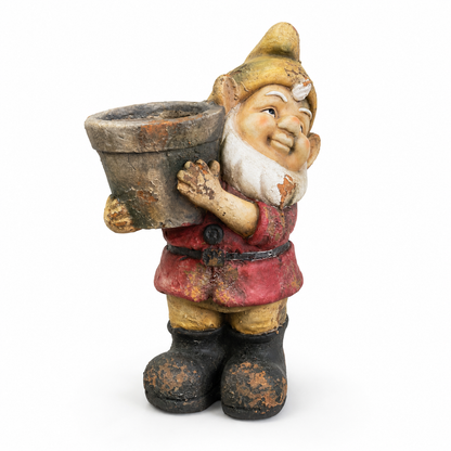 Figura Decorativa de Gnomo con Macetero - Poliresina - 43 cm