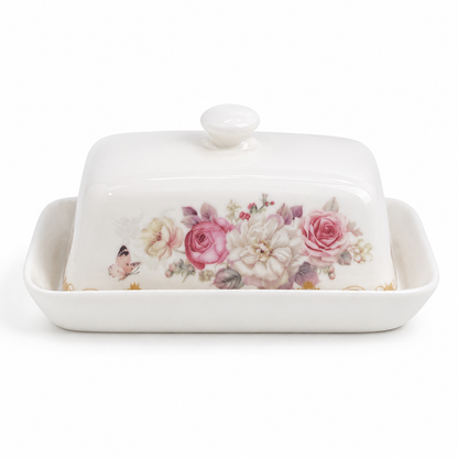 Mantequillera de Cerámica Floral - 17 cm