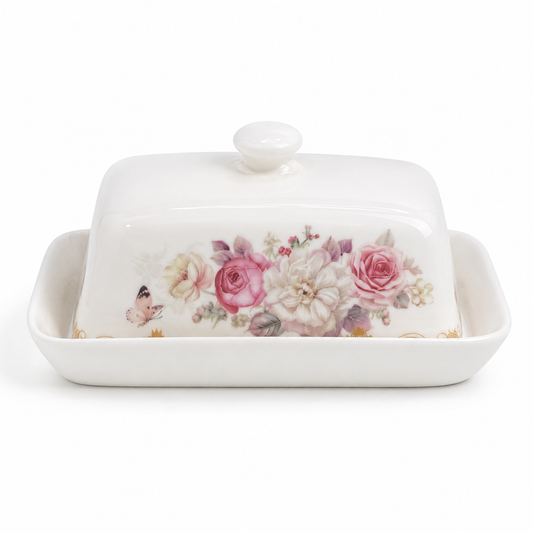 Mantequillera de Cerámica Floral - 17 cm