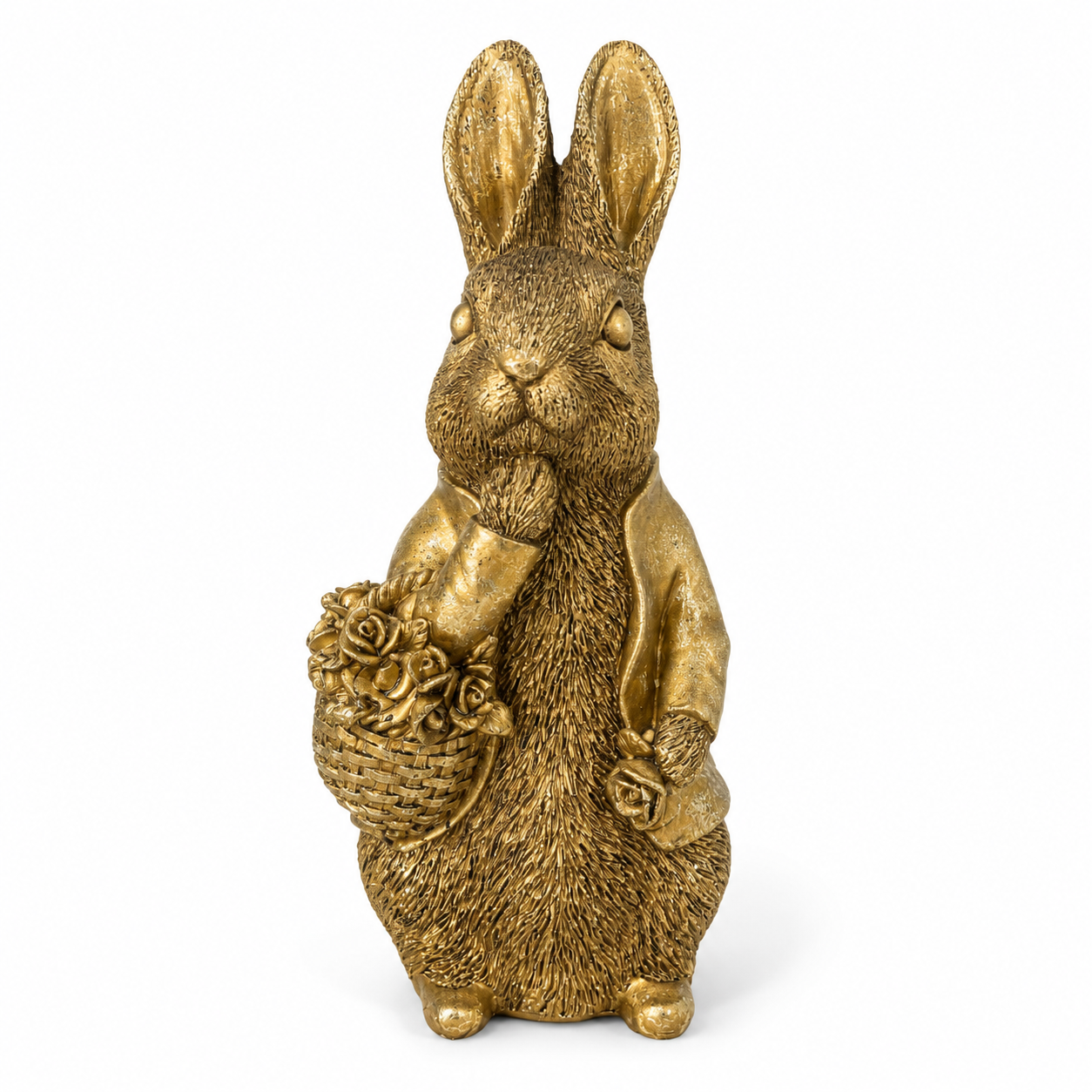 Figura Decorativa Conejo Gold – Poliresina - 24,5 cm