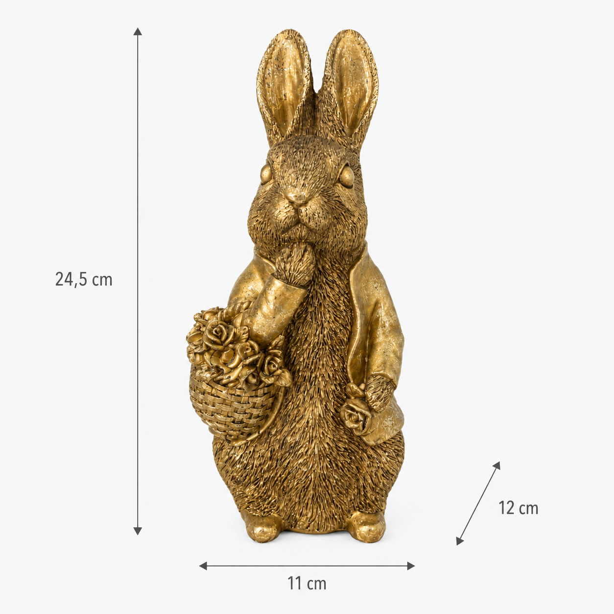 Figura Decorativa Conejo Gold – Poliresina - 24,5 cm