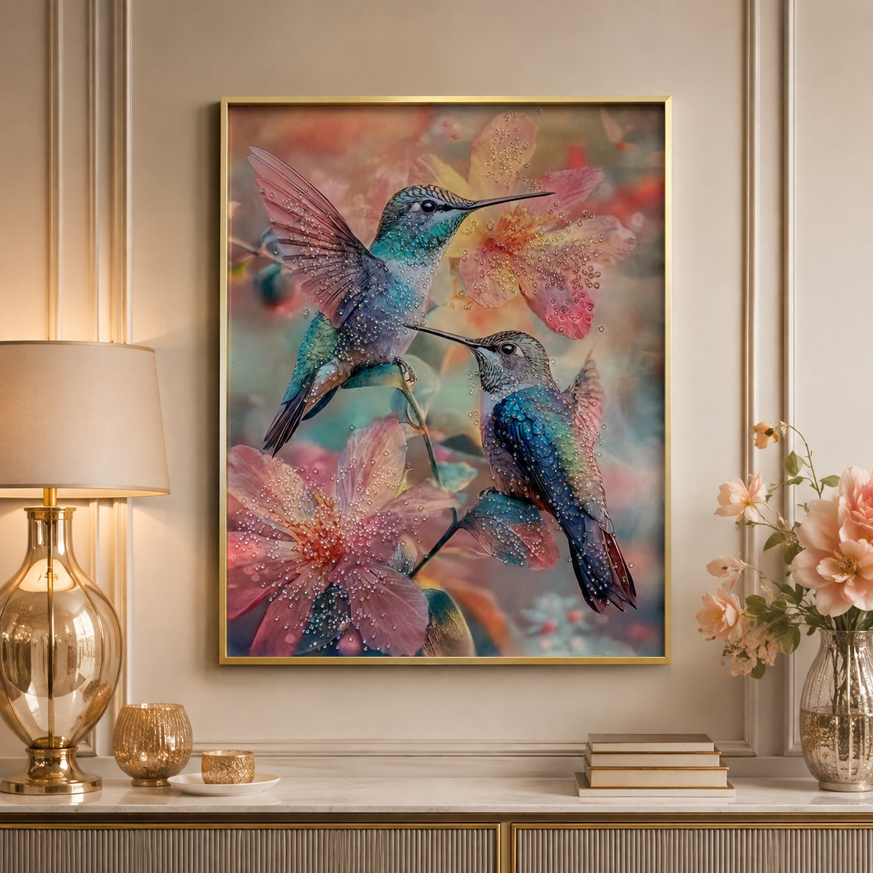 Cuadro Decorativo Par de Colíbries - 70 cm
