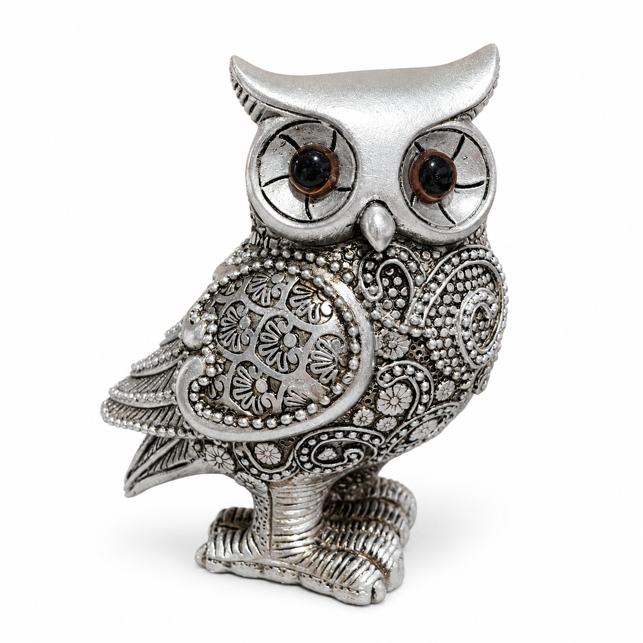 Figura Decorativa Búho Plateado - 13 cm