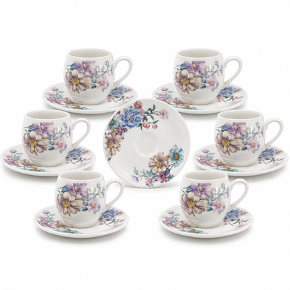 Juego de 6 Tazas con Platillo Flowers – Porcelana