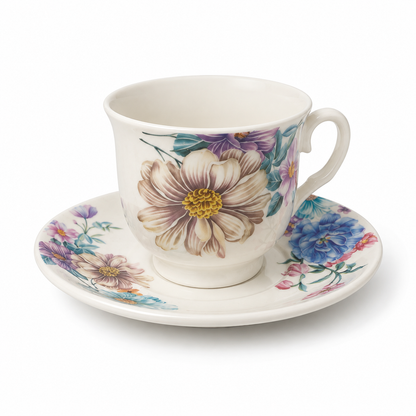 Juego de 6 Tazas con Platillos Flowers Margarita – Porcelana