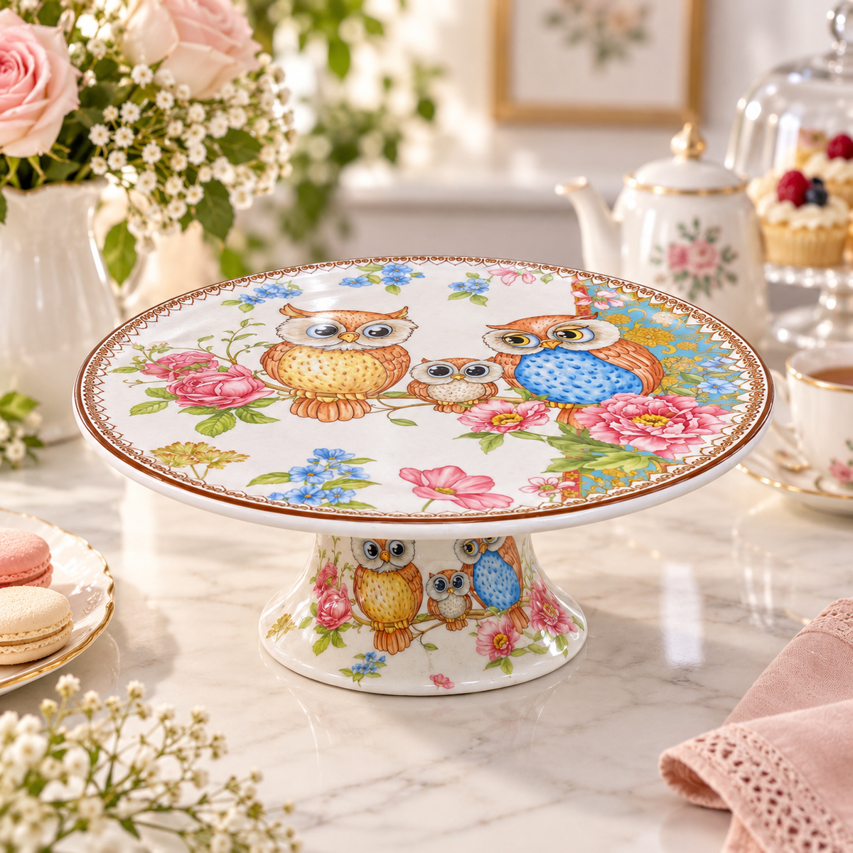 Base para Tortas OWL de Cerámica con Pedestal