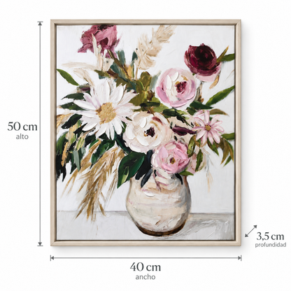 Cuadro Florero con Rosas II - 50 cm