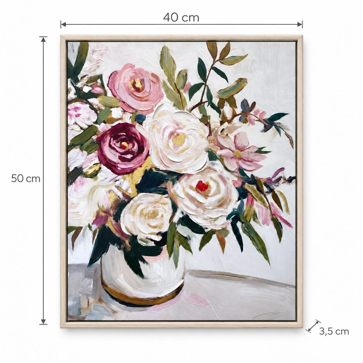 Cuadro Florero con Rosas I - 50 cm