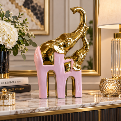 Figura Decorativa Elefantes Rosado