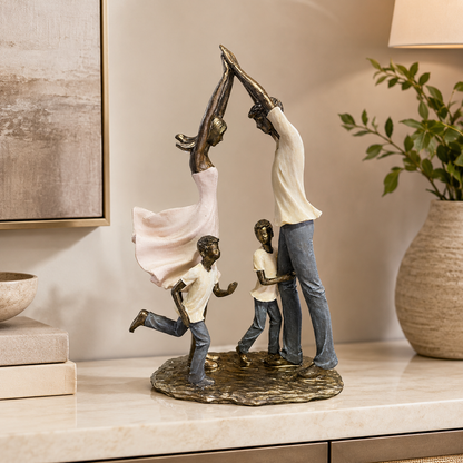 Figura Decorativa Familia con 2 Niños - 30 cm