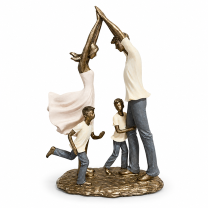 Figura Decorativa Familia con 2 Niños - 30 cm