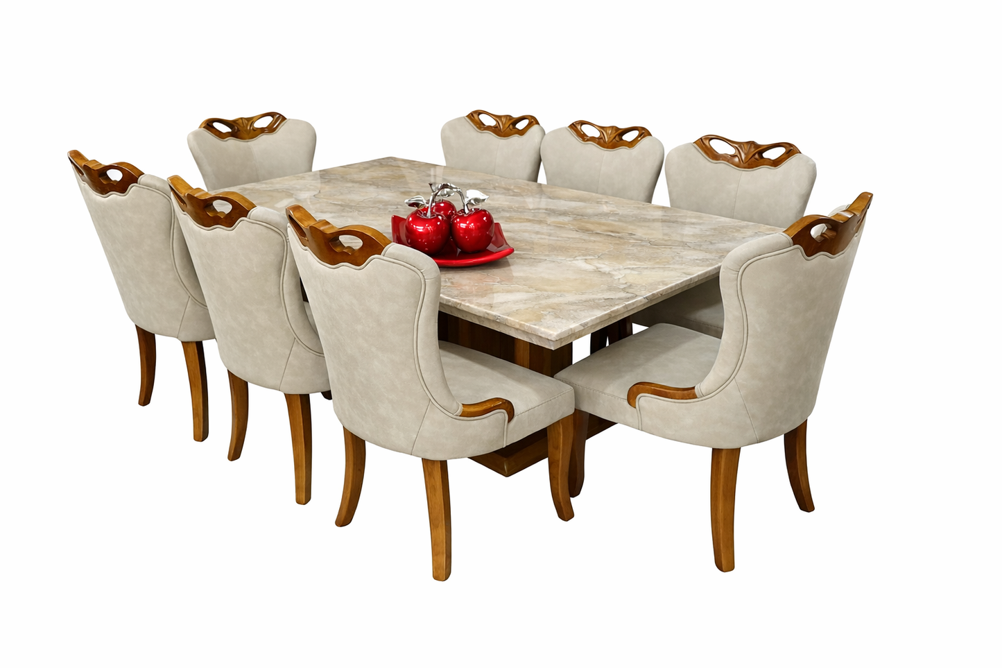 COMEDOR DE MARMOL Y ROBLE WEIMAR - 6 SILLAS