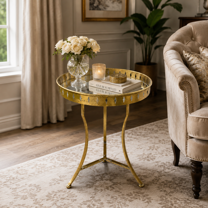 Mesa Metal Gold con Espejo - 68 cm