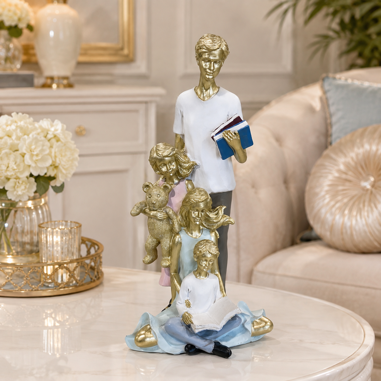 Figura Decorativa Familia Niño y Niña - 30 cm