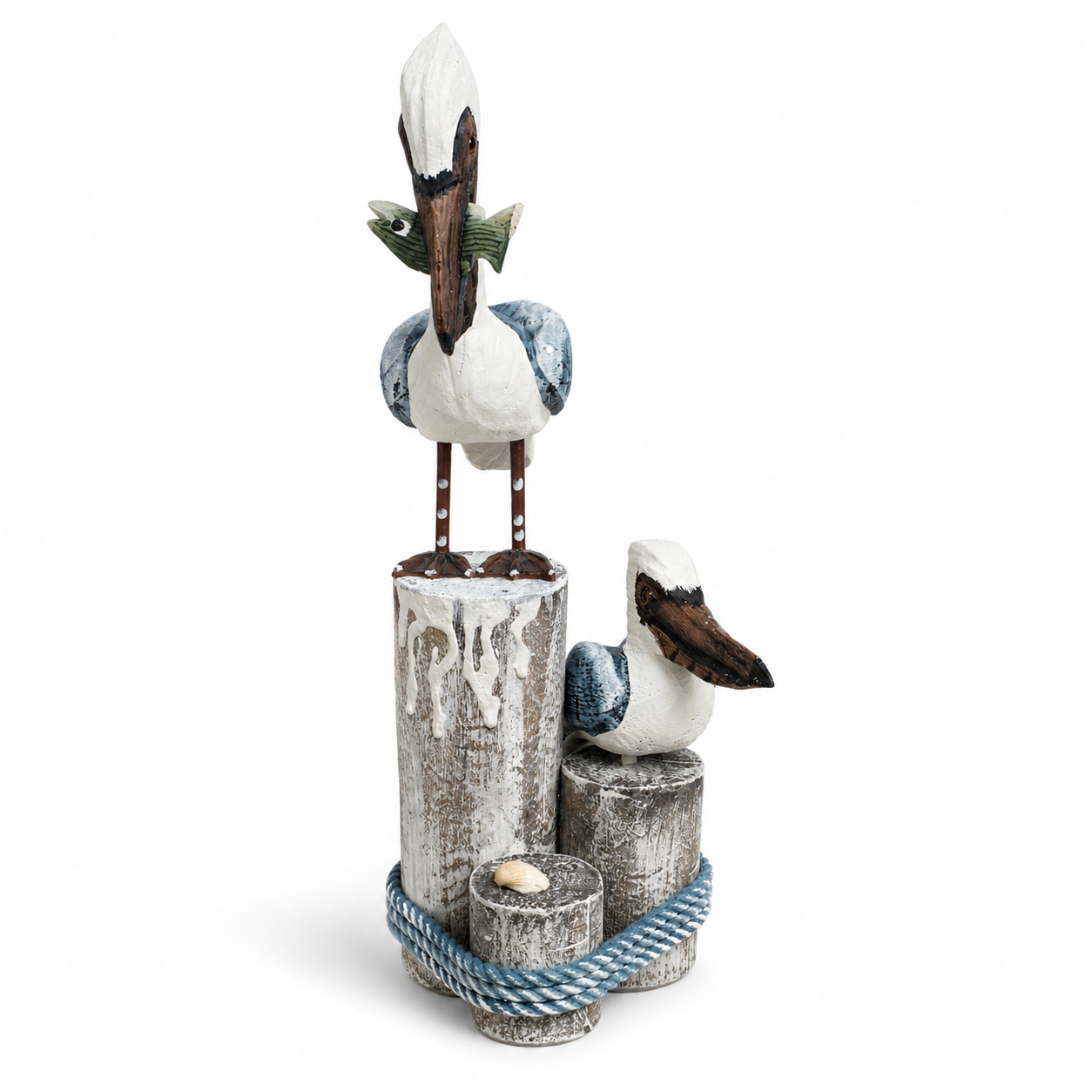 Figura Decorativa de Pelícanos en Madera – 35 cm