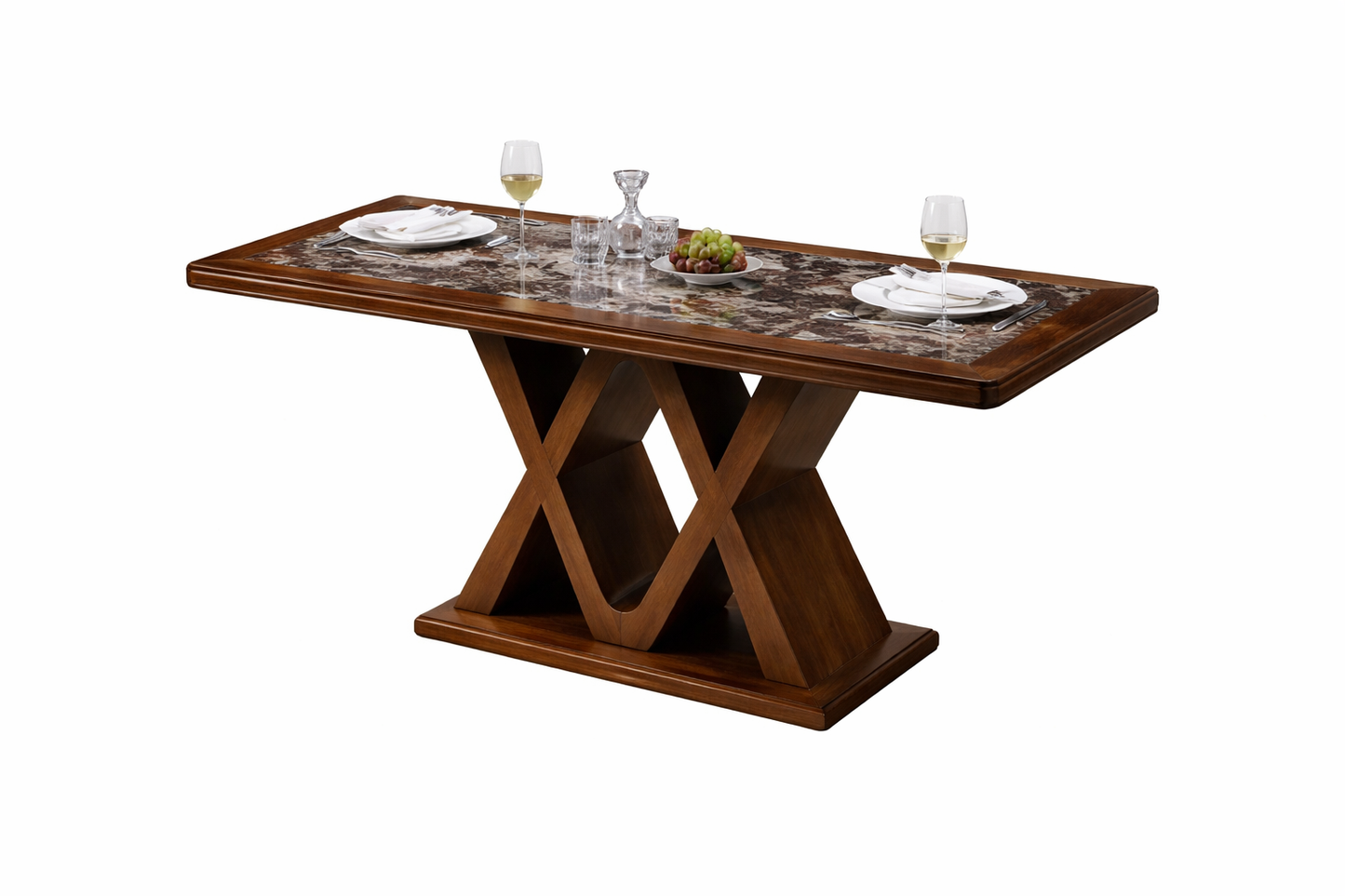 COMEDOR DE MARMOL BLANCO Y ROBLE SORGUN - 8 SILLAS