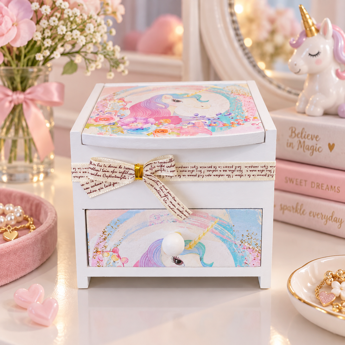 Joyero de Madera Diseño Unicornio