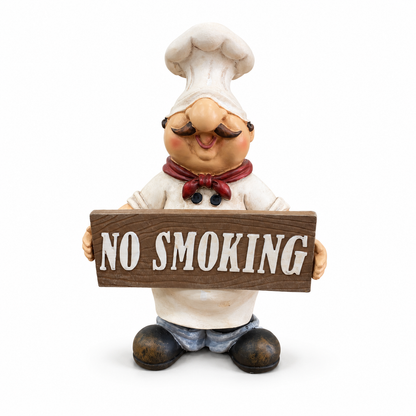 Figura Decorativa Cocinero con Letrero “No Smoking” - Poliresina – 19 cm