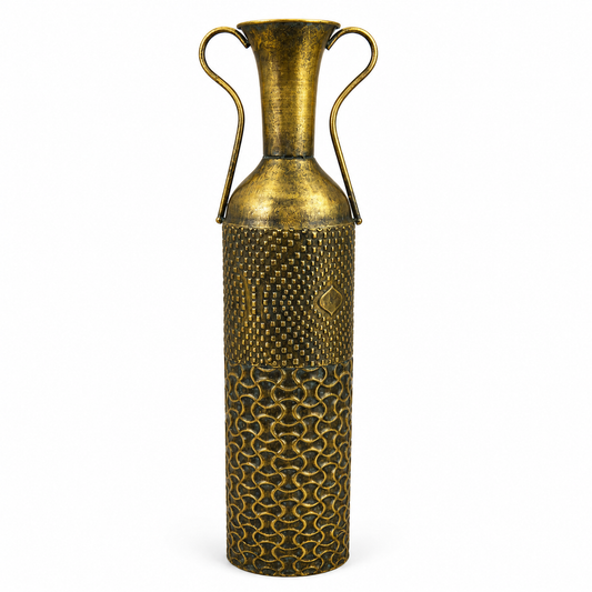 Jarrón Tubular Decorativo - Vintage – Dorado/Bronce - 85 cm