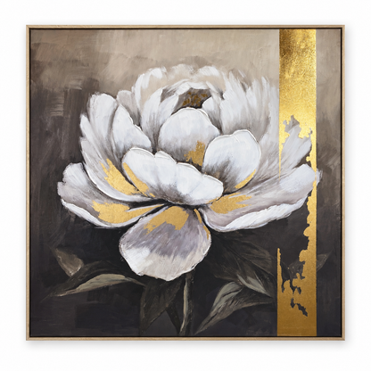 Cuadro Decorativo Flor Magnolia con Toques de Óleo y Marco – 120 cm