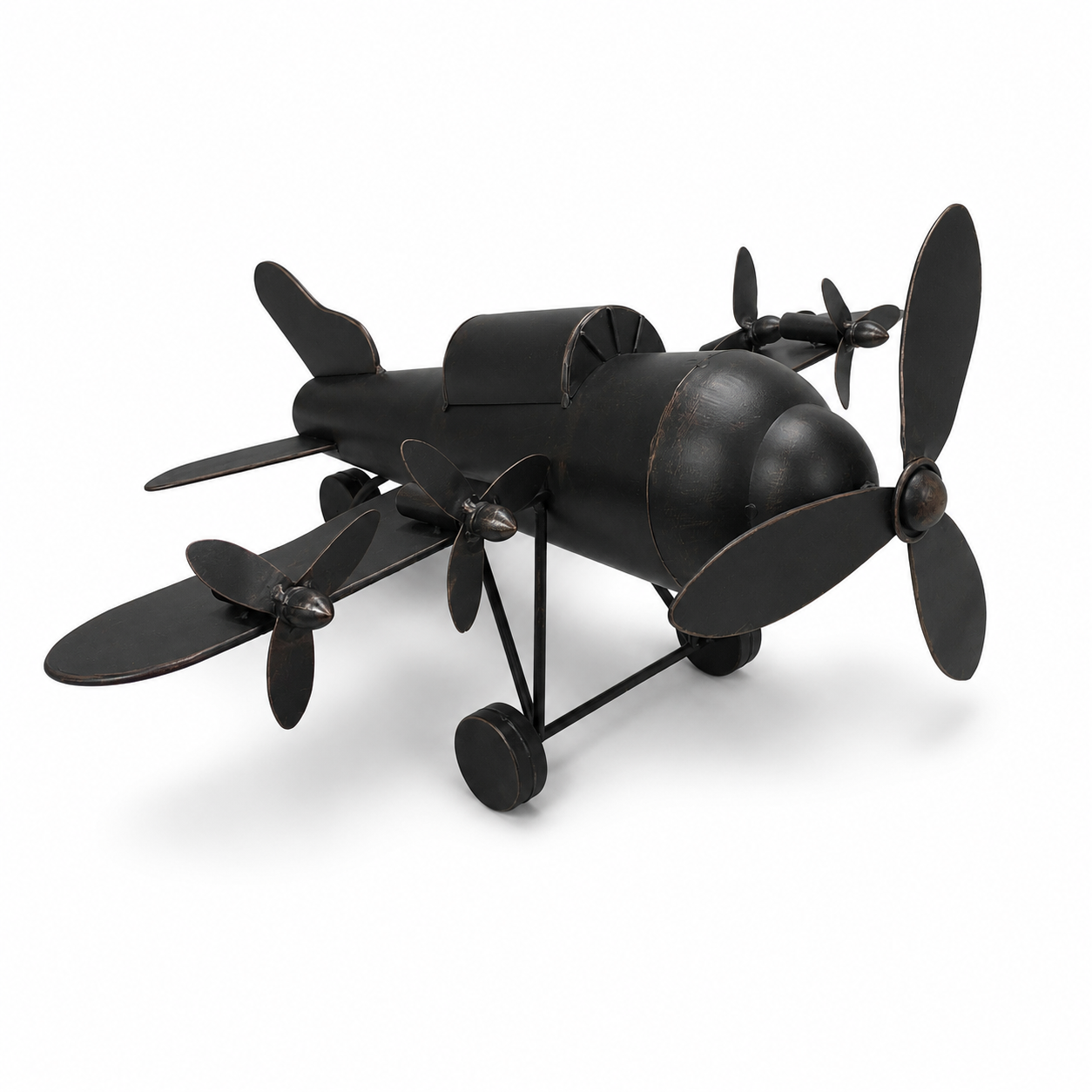 Figura Decorativa Avión Retro Industrial de Metal – 32 × 52,5 × 34,5 cm