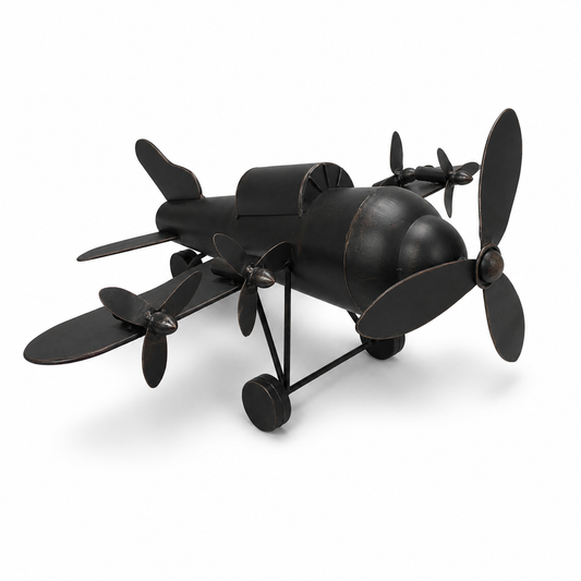 Figura Decorativa Avión Retro Industrial de Metal – 32 × 52,5 × 34,5 cm