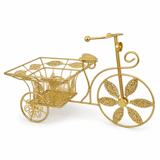 Portamacetero Decorativo Triciclo - Gold Vintage – 25 × 38 cm
