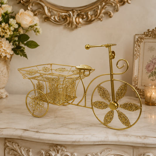 Portamacetero Decorativo Triciclo - Gold Vintage – 25 × 38 cm