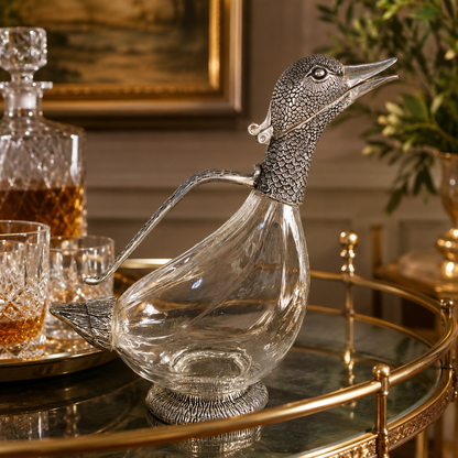 Decantador con Asa Antique Silver - Diseño de Pato - 26 cm