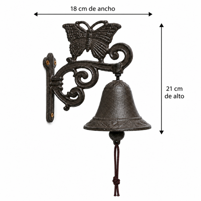 Campana de Hierro con Figura de Mariposa - 18 cm