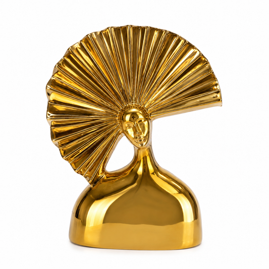 Figura Decorativa - Busto de Dama - Dorada - Cerámica – 33 cm