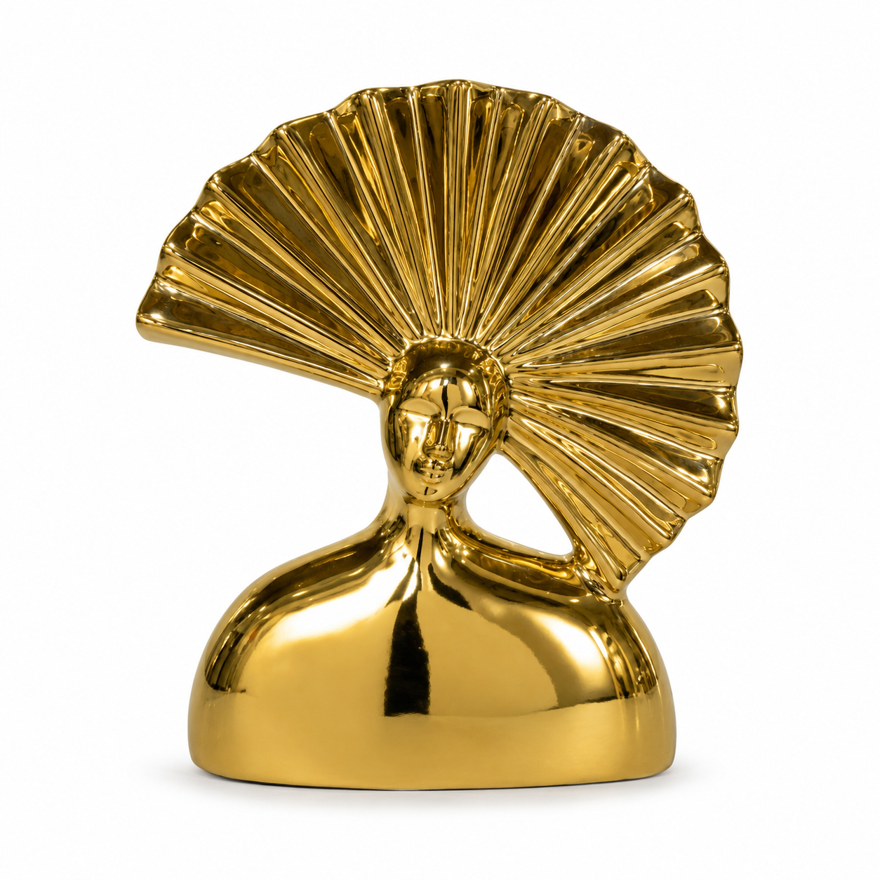 Figura Decorativa - Busto de Dama - Dorada - Cerámica – 27 cm