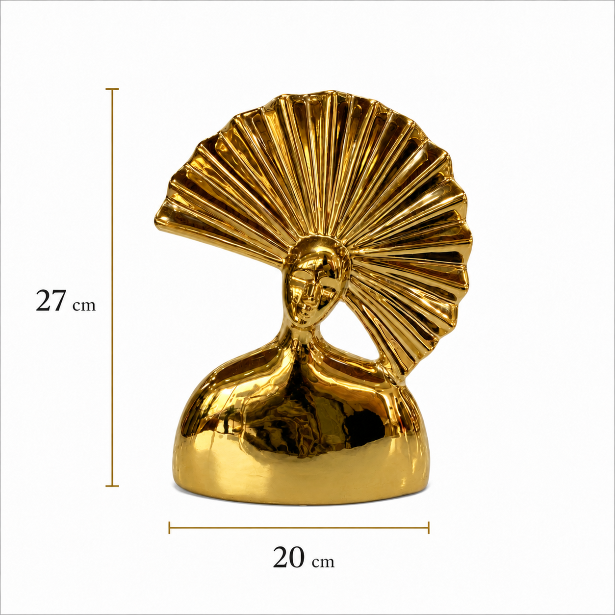 Figura Decorativa - Busto de Dama - Dorada - Cerámica – 27 cm