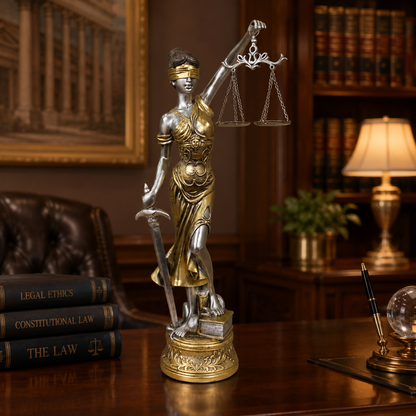 Dama de la Justicia Dorada – Figura Decorativa - Poliresina -  54 cm