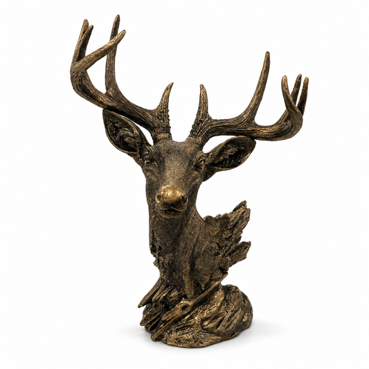 Busto Decorativo de Ciervo - Color Bronce - Poliresina
