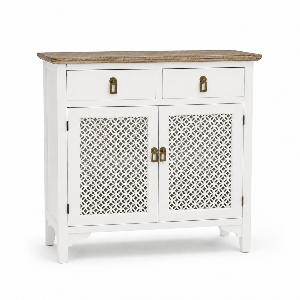 Mueble Gabinete-Buffet Blanco - Madera - Estilo Rústico - 90x40x90 cm