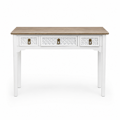 Arrimo Blanco 3 Cajones - Madera - Estilo Rústico - 110X40X80 cm
