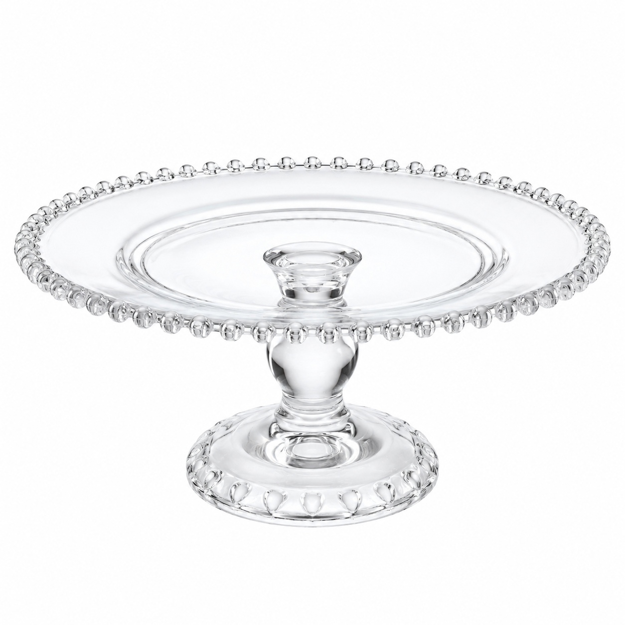 Plato de Torta con Pie de Vidrio Transparente