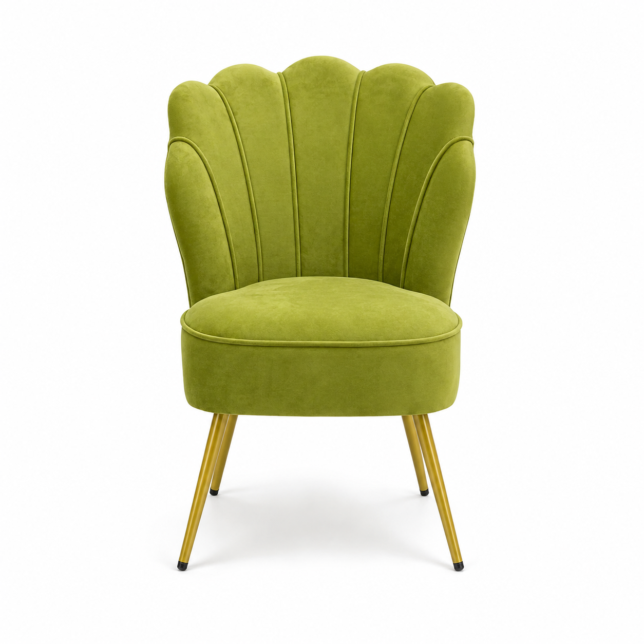 Sillón de Felpa Verde con Patas Doradas