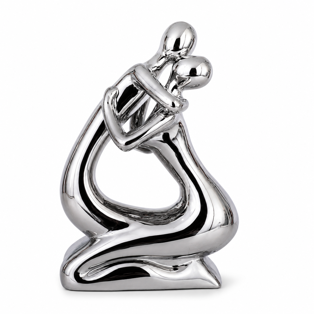 Figura Decorativa Pareja Abstracta Plateada - 34 cm