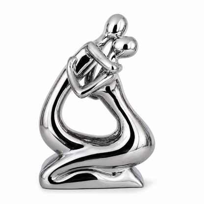 Figura Decorativa Pareja Abstracta Plateada - 34 cm