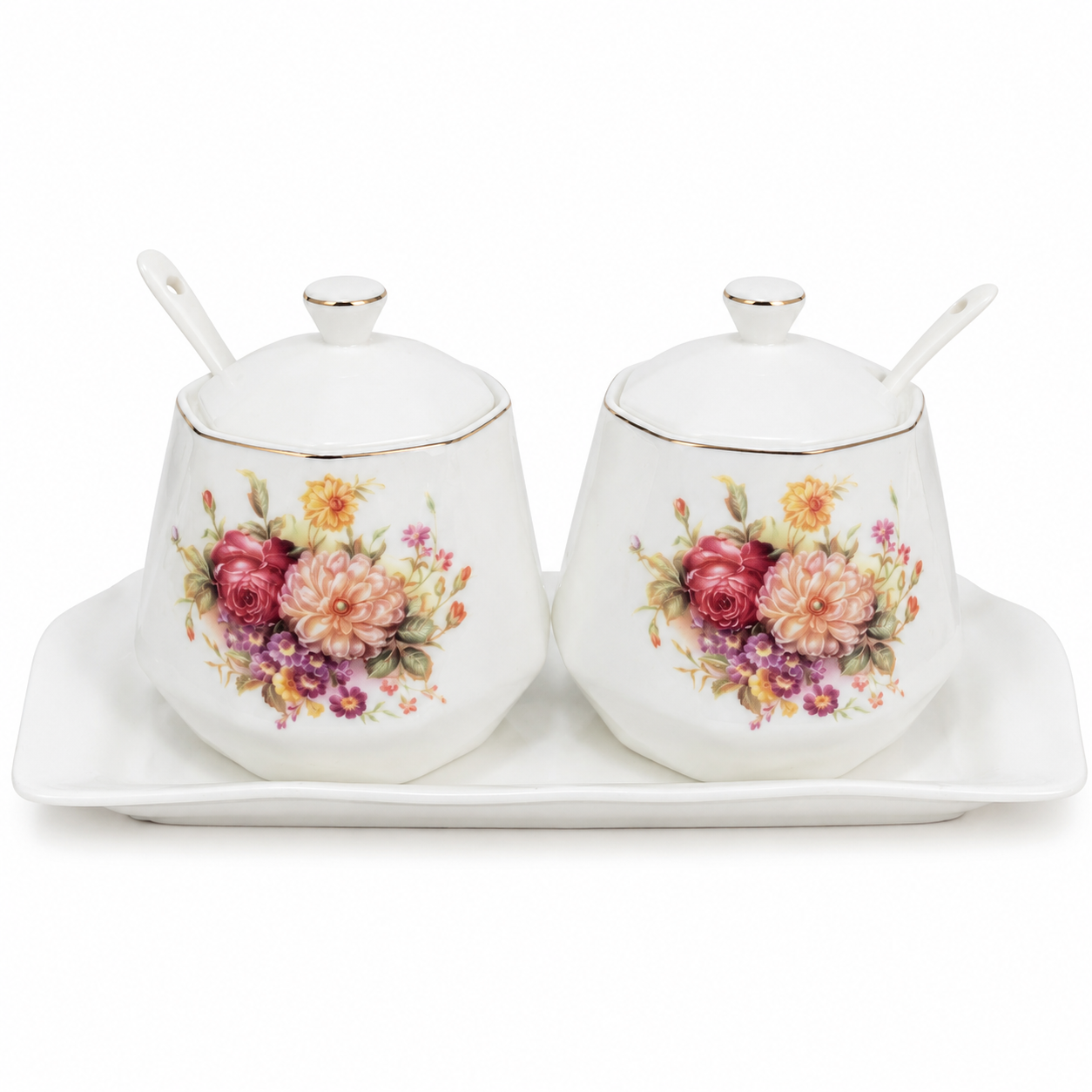 Set Café Azúcar Elegant - Diseño Flores - Porcelana