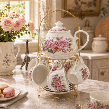 Juego de Té París con Atril – 13 Piezas
