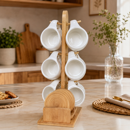 Set de 6 Tazas con Atril y posavasos - Caramica