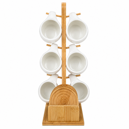 Set de 6 Tazas con Atril y posavasos - Caramica